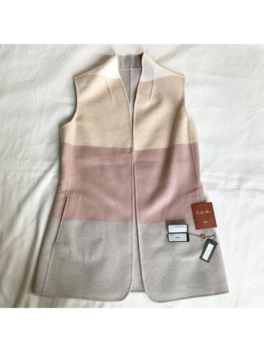 NWT Loro Piana 100% Cashmere Reversible multicolor Vest Italy made IT42 bust38 S